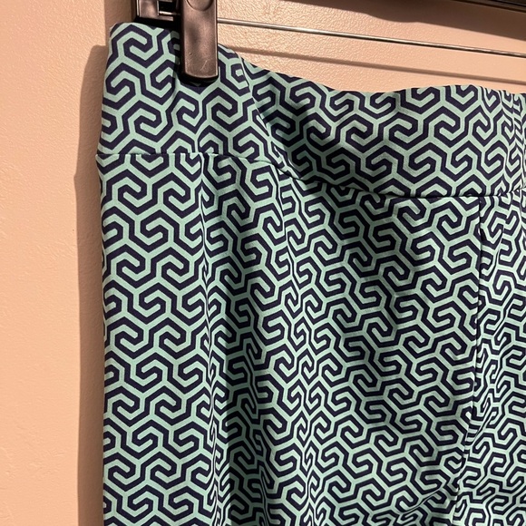 J.Mclaughlin Carmel Pants in Honeycomb Blue Patterned Stretch Flare Size XL - Picture 13 of 16